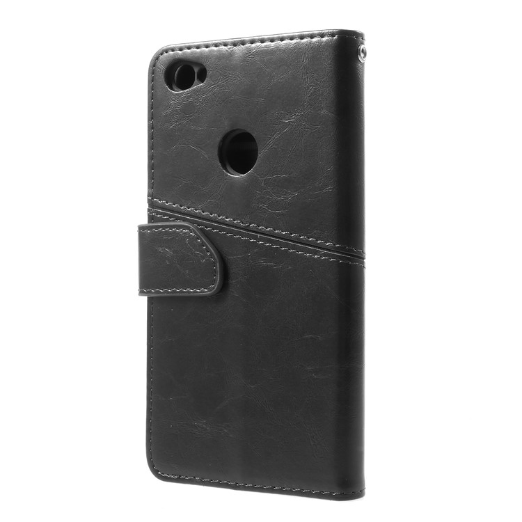K'TRY Geometric Splicing Series Leather Wallet Stand Case for Xiaomi Redmi Note 5A/Y1 Lite (India) - Black-4