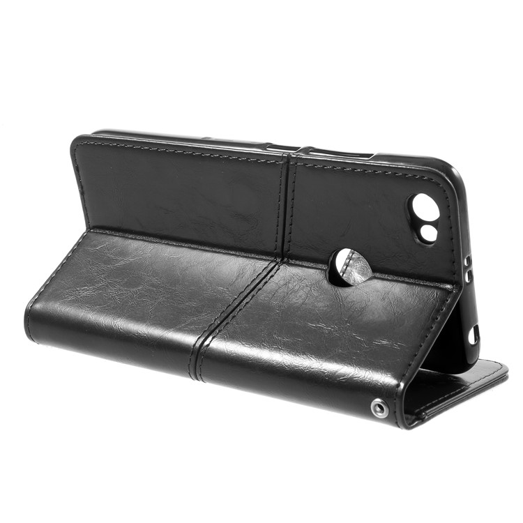 K'TRY Geometric Splicing Series Leather Wallet Stand Case for Xiaomi Redmi Note 5A/Y1 Lite (India) - Black-5