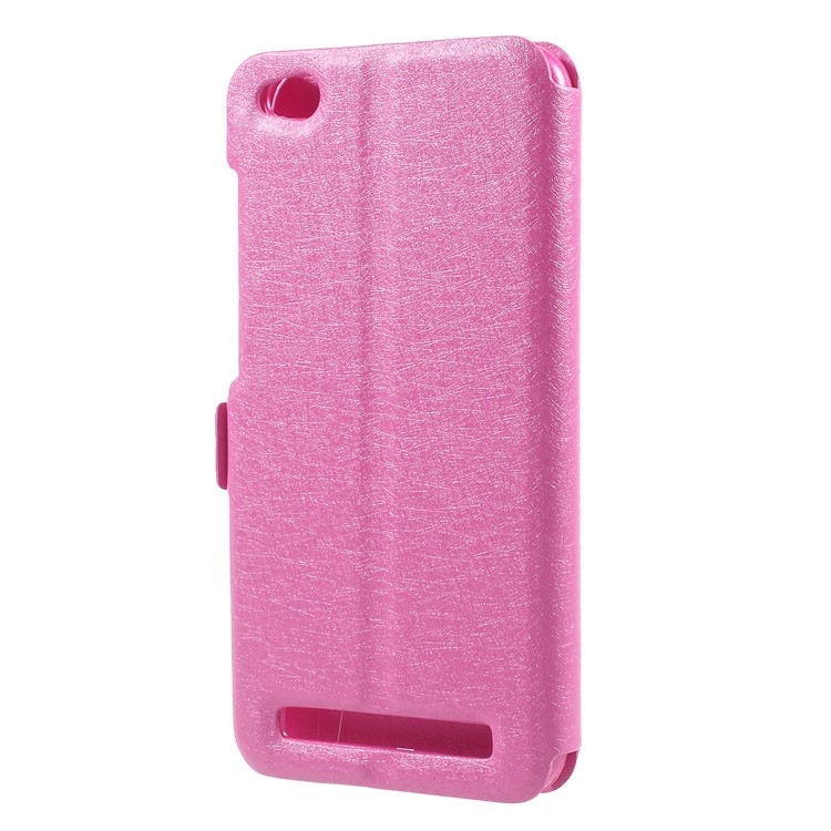 Silk Texture Dual View Window Leather Cover for Xiaomi Redmi 5A - Rose-2