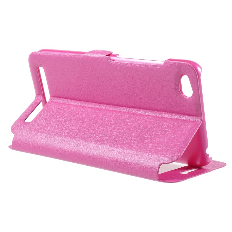 Silk Texture Dual View Window Leather Cover for Xiaomi Redmi 5A - Rose-5