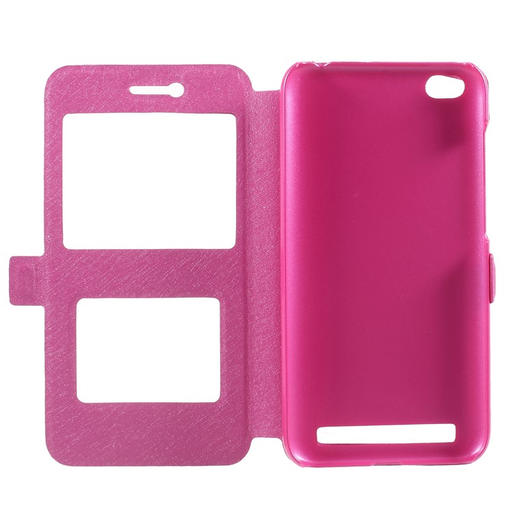 Silk Texture Dual View Window Leather Cover for Xiaomi Redmi 5A - Rose-6