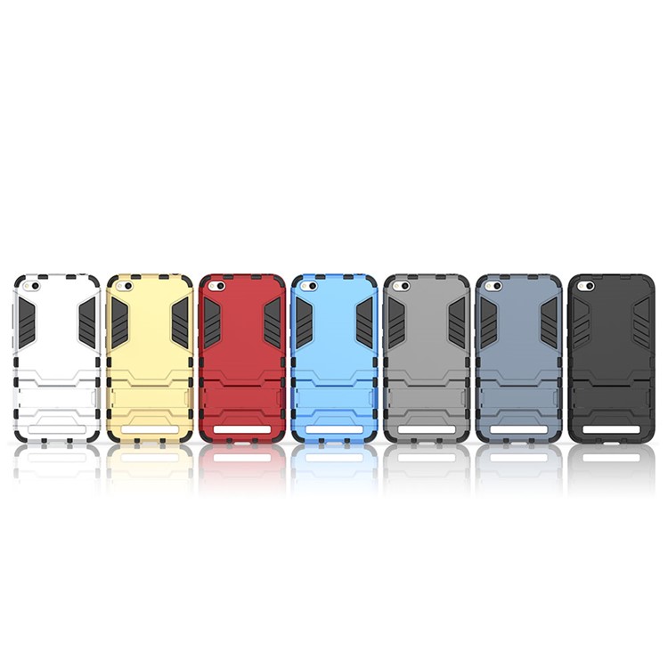 Shockproof PC + TPU Hybrid Kickstand Phone Cover for Xiaomi Redmi 5A - Black-3