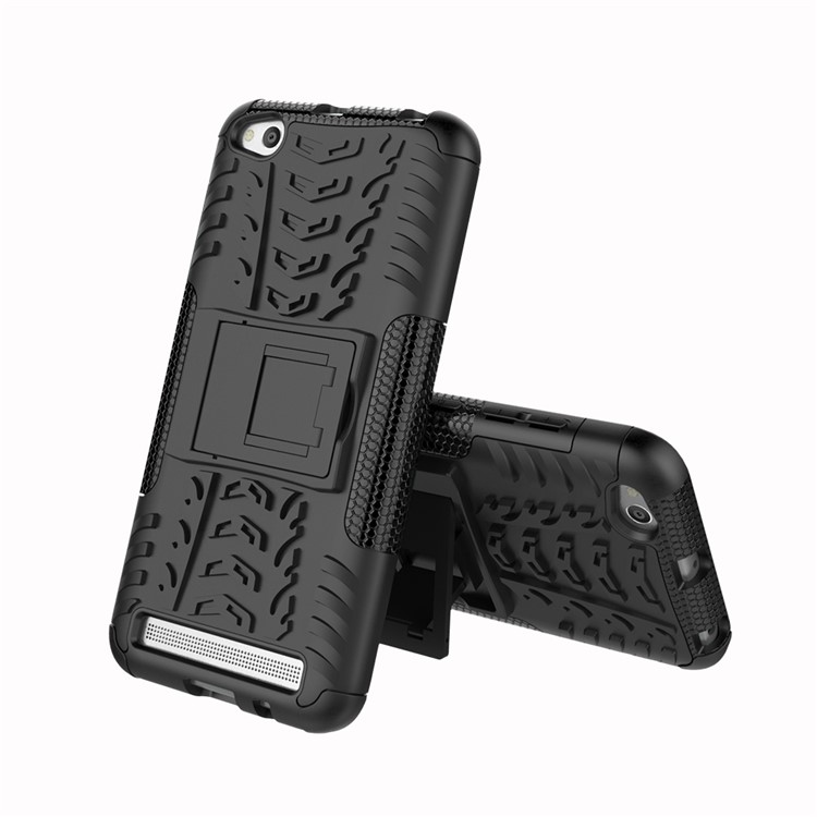 Tyre Pattern PC + TPU Hybrid Back Case with Kickstand for Xiaomi Redmi 5A - Black-2