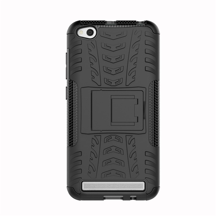 Tyre Pattern PC + TPU Hybrid Back Case with Kickstand for Xiaomi Redmi 5A - Black-4