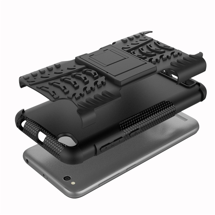Tyre Pattern PC + TPU Hybrid Back Case with Kickstand for Xiaomi Redmi 5A - Black-8