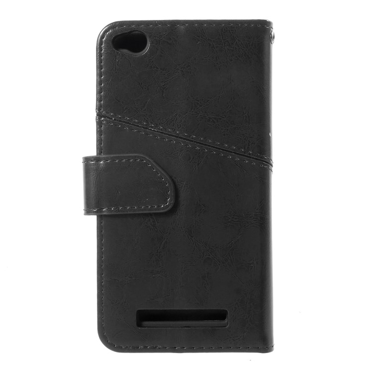 K'TRY Geometric Splicing Series Wallet Stand Leather Case for Xiaomi Redmi 4a - Black-2