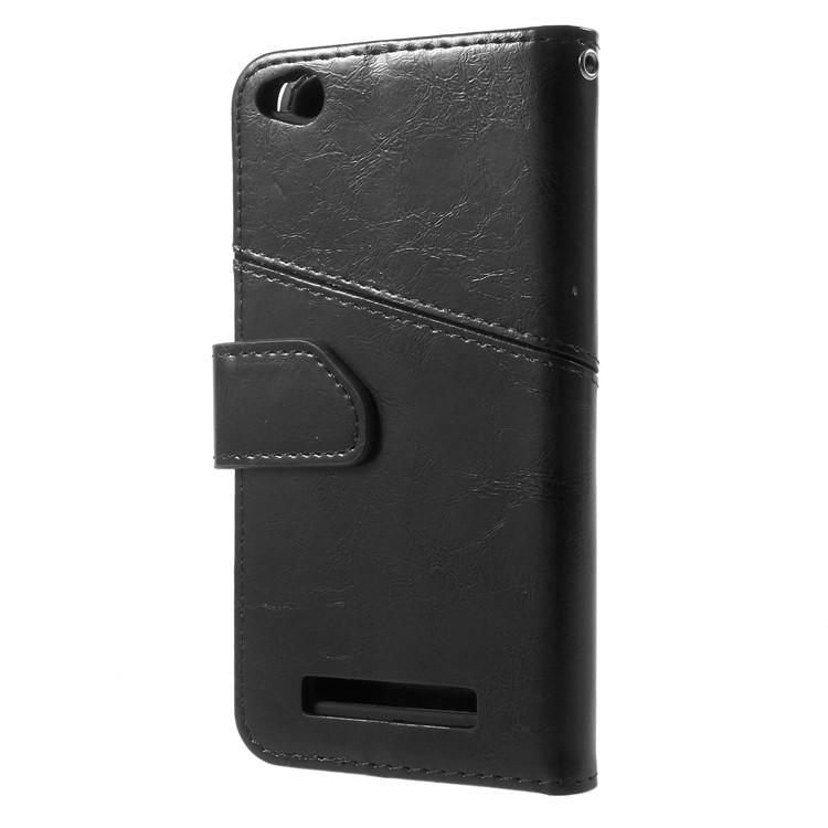 K'TRY Geometric Splicing Series Wallet Stand Leather Case for Xiaomi Redmi 4a - Black-4