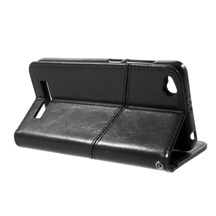 K'TRY Geometric Splicing Series Wallet Stand Leather Case for Xiaomi Redmi 4a - Black-5
