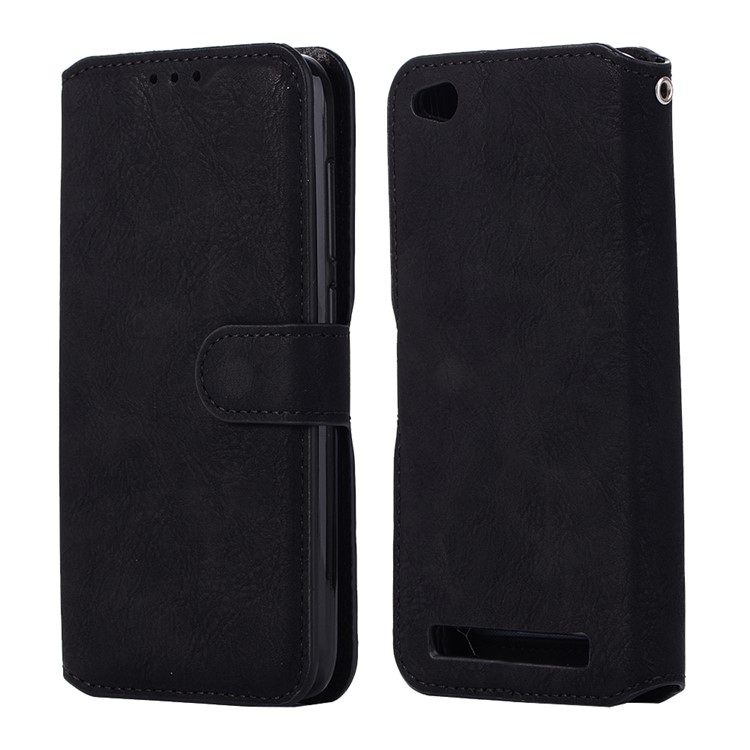 Retro Style Wallet Leather Stand Case for Xiaomi Redmi 5A - Black-1