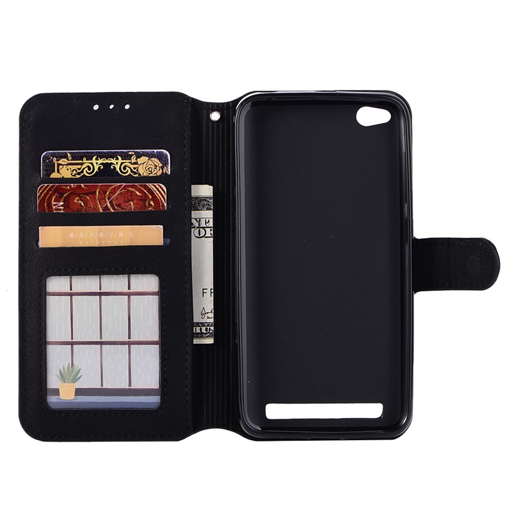 Retro Style Wallet Leather Stand Case for Xiaomi Redmi 5A - Black-5