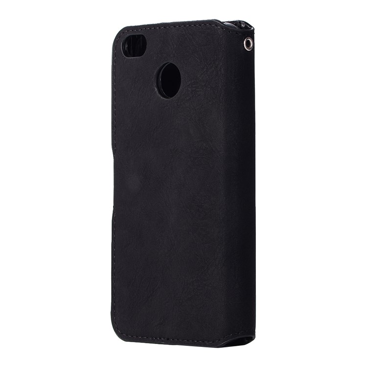 Retro Matte Leather Skin Wallet Stand Cover for Xiaomi Redmi 4X - Black-3