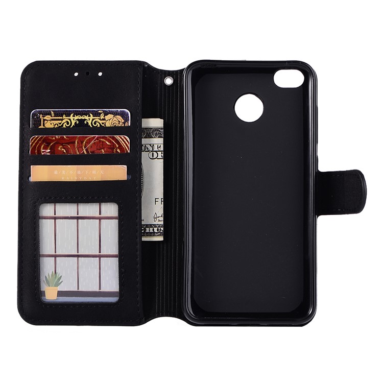 Retro Matte Leather Skin Wallet Stand Cover for Xiaomi Redmi 4X - Black-4