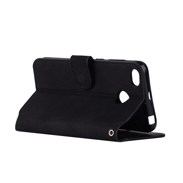 Retro Matte Leather Skin Wallet Stand Cover for Xiaomi Redmi 4X - Black-5