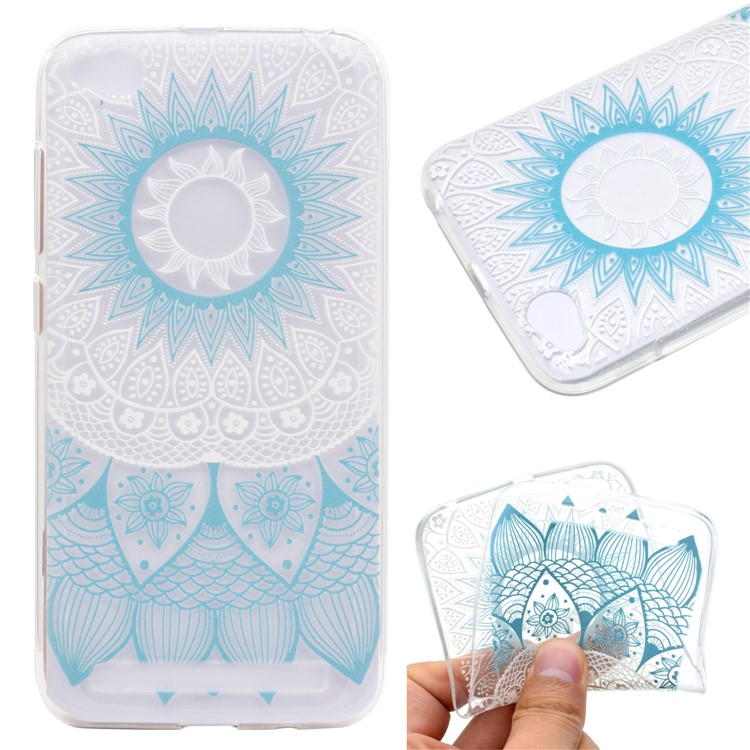 Ultra-thin Patterned Soft TPU Back Phone Protection Case for Xiaomi Redmi 5A - Blue Mandala-1