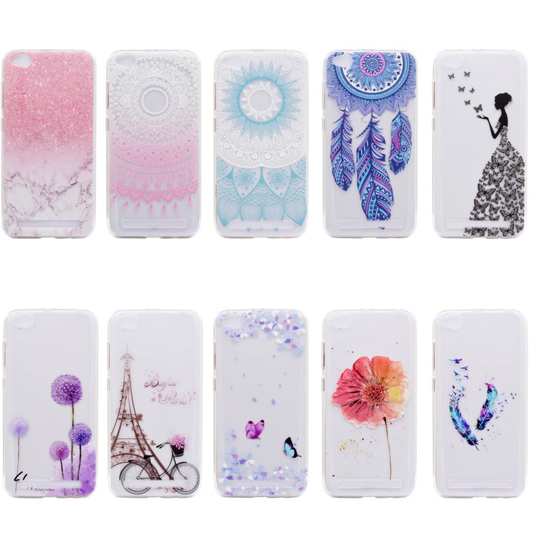 Ultra-thin Patterned Soft TPU Back Phone Protection Case for Xiaomi Redmi 5A - Blue Mandala-6