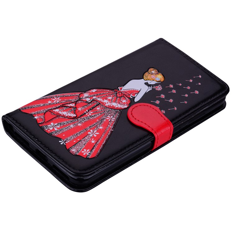 Flash Powder Pretty Girl's Back Leather Wallet Case for Xiaomi Redmi Note 5A Prime / Redmi Y1 - Black-3
