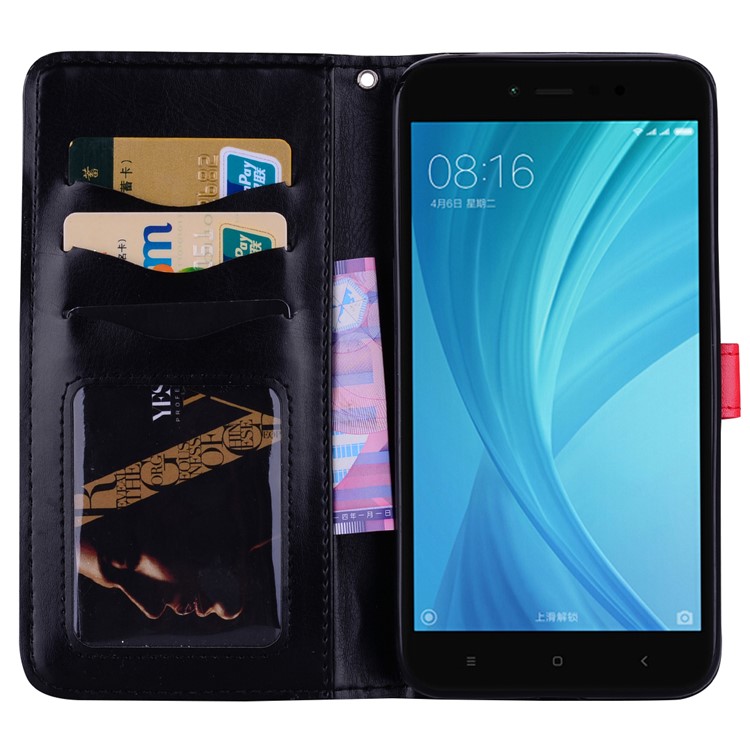 Flash Powder Pretty Girl's Back Leather Wallet Case for Xiaomi Redmi Note 5A Prime / Redmi Y1 - Black-5