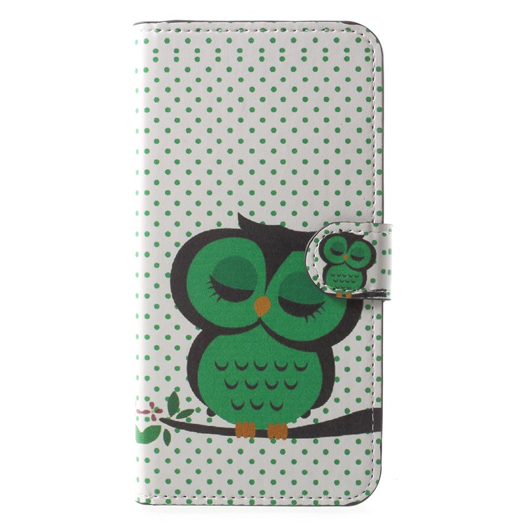 Patterned Stand PU Leather Wallet Case for Xiaomi Mi A1 / 5X - Green Napping Owl-2