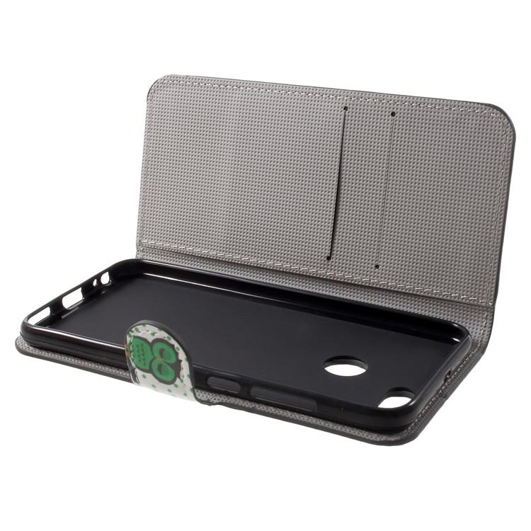 Patterned Stand PU Leather Wallet Case for Xiaomi Mi A1 / 5X - Green Napping Owl-6
