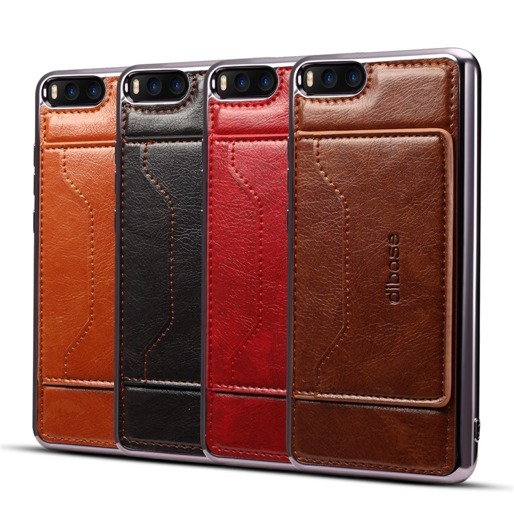 Leather Coated Plated TPU Mobile Case with Card Slot Kickstand for Xiaomi Mi Note 3 - Black-7