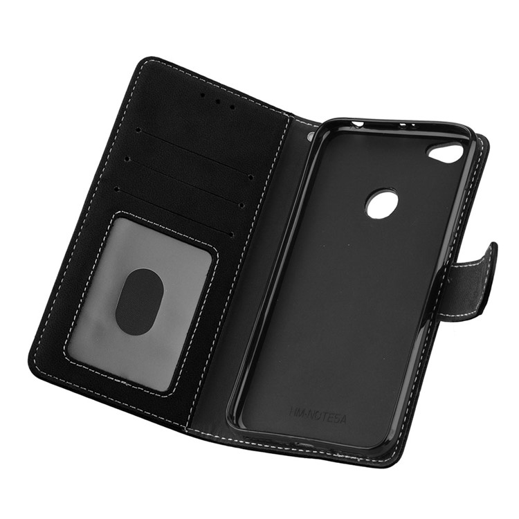 Matte Surface Folio Flip PU Leather Case for Xiaomi Redmi Note 5A/Y1 Lite (India) - Black-10