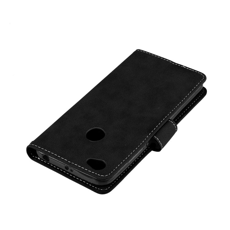 Matte Surface Folio Flip PU Leather Case for Xiaomi Redmi Note 5A/Y1 Lite (India) - Black-12