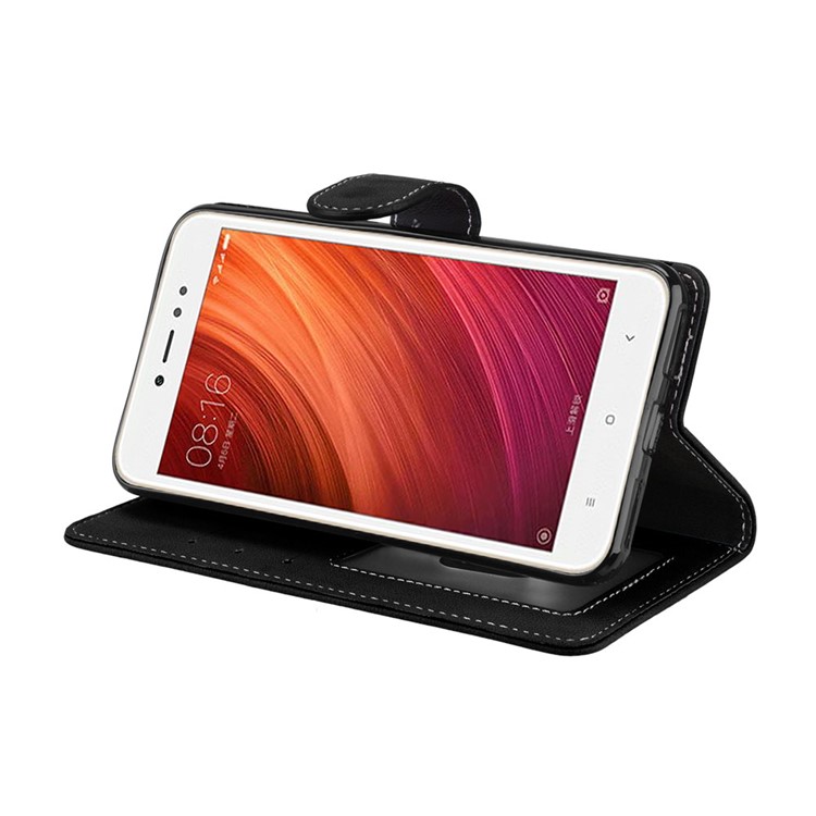 Matte Surface Folio Flip PU Leather Case for Xiaomi Redmi Note 5A/Y1 Lite (India) - Black-13