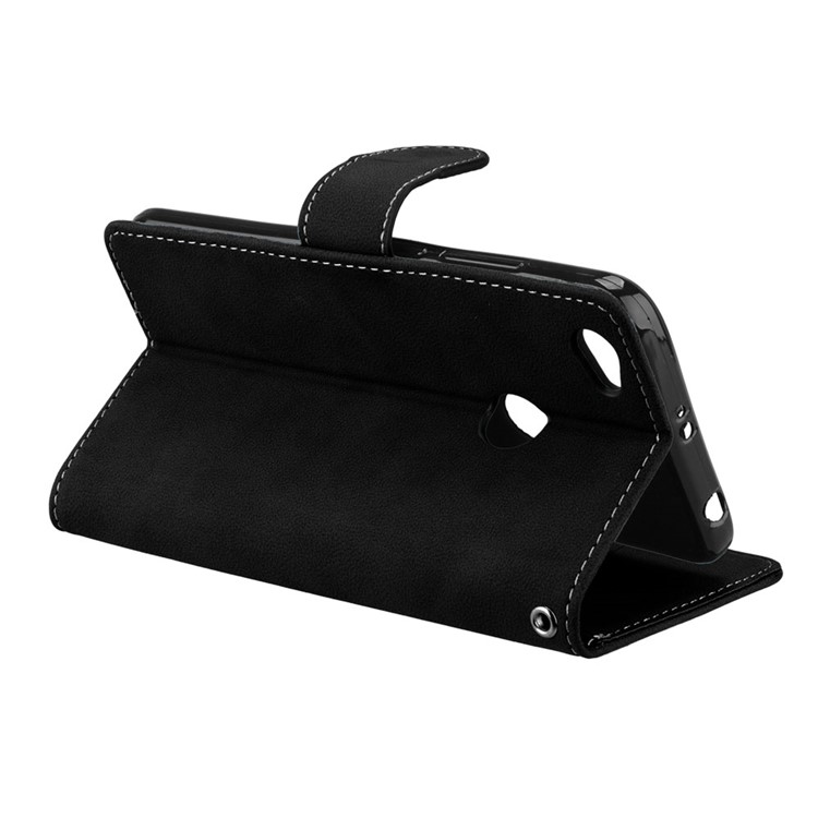 Matte Surface Folio Flip PU Leather Case for Xiaomi Redmi Note 5A/Y1 Lite (India) - Black-14