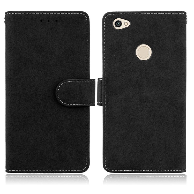 Matte Surface Folio Flip PU Leather Case for Xiaomi Redmi Note 5A/Y1 Lite (India) - Black-2