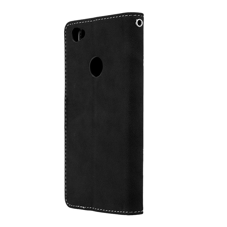 Matte Surface Folio Flip PU Leather Case for Xiaomi Redmi Note 5A/Y1 Lite (India) - Black-8