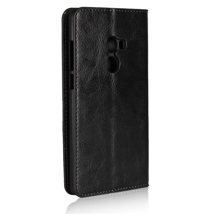 Crazy Horse Texture Genuine Leather Wallet Case for Xiaomi Mi Mix 2 - Black-3