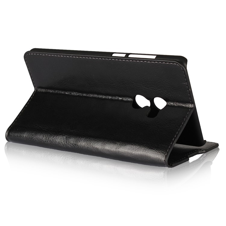 Crazy Horse Texture Genuine Leather Wallet Case for Xiaomi Mi Mix 2 - Black-4