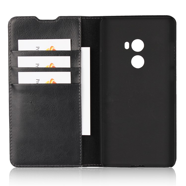 Crazy Horse Texture Genuine Leather Wallet Case for Xiaomi Mi Mix 2 - Black-5