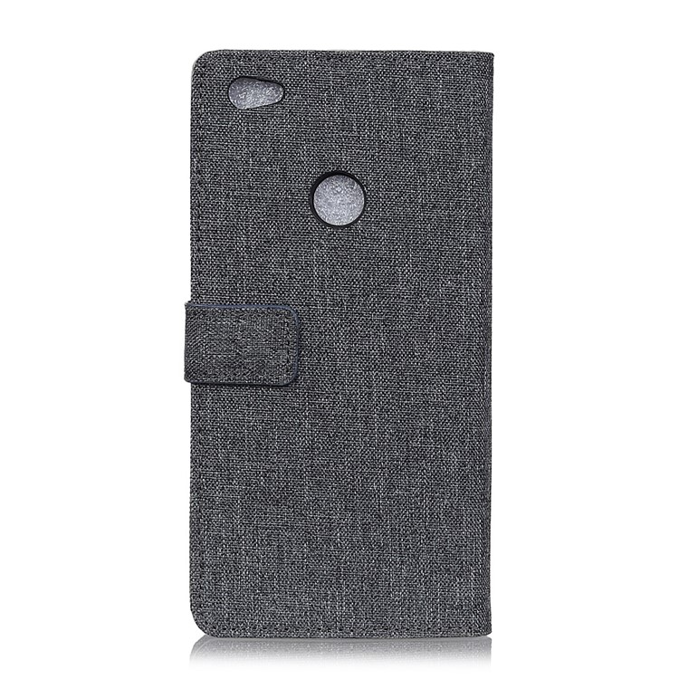 Linen Cloth Leather Wallet Stand Mobile Case for Xiaomi Redmi Note 5A/Y1 Lite (India) - Black-3