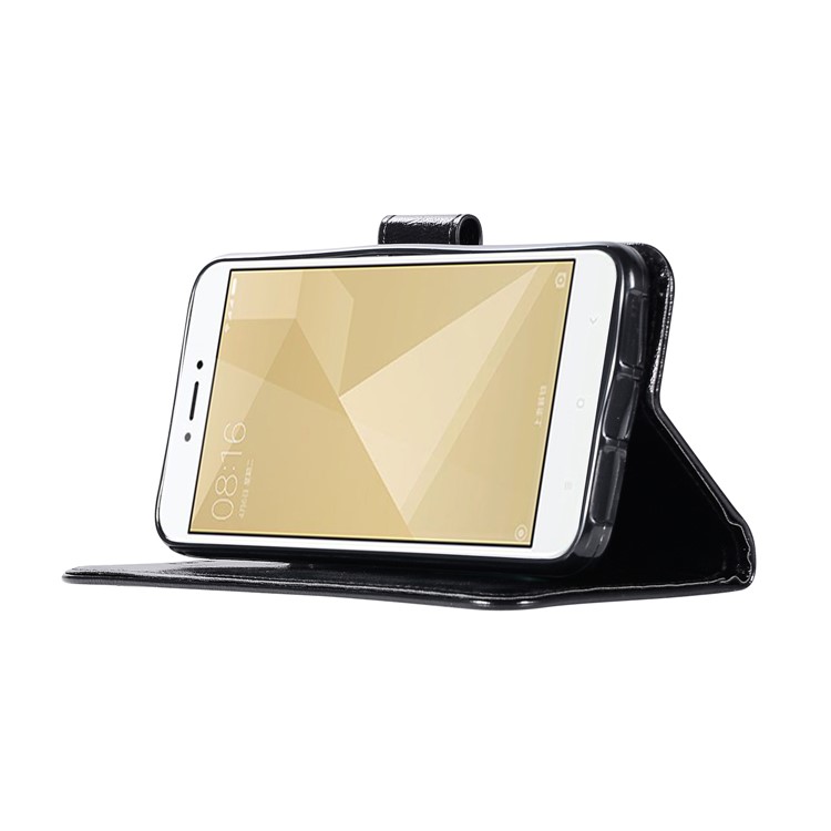 Vintage PU Leather Wallet Stand Case for Xiaomi Redmi 4X - Black-5