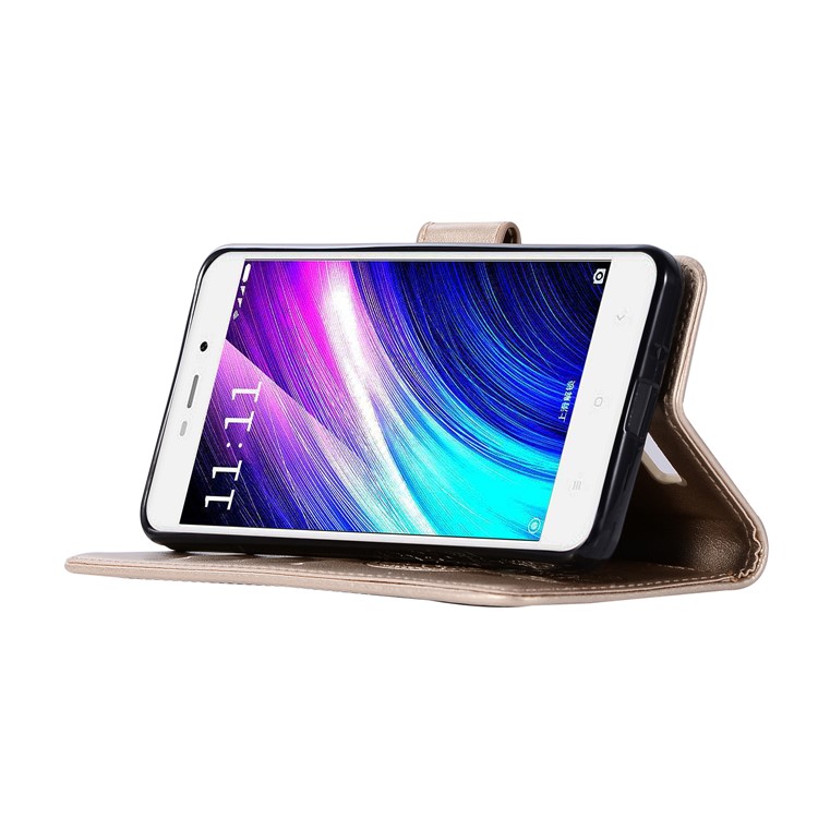 Imprima La Carpeta Magnética Del Soporte Del Cuero De La PU Del Colector Ideal Del Búho Del Colector Para El Xiaomi Redmi 4a - Oro-5