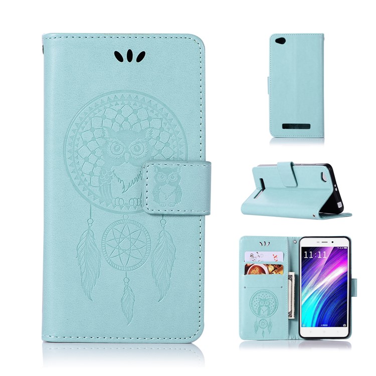 Impresión De Sueño Colector Búho Billetera Magnética PU Soporte De Cuero Cubierta Del Teléfono Móvil Para Xiaomi Redmi 4a - Cian-1