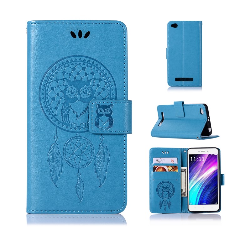 Impresión Sueño Colector Búho Billetera Magnética PU Soporte De Cuero Cubierta Del Teléfono Celular Para Xiaomi Redmi 4a - Azul-1