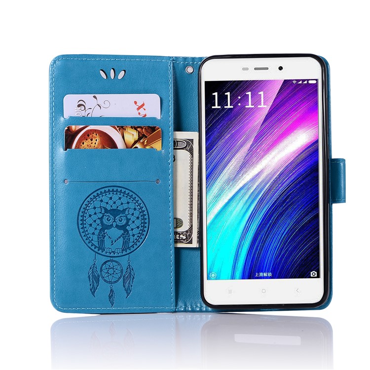Impresión Sueño Colector Búho Billetera Magnética PU Soporte De Cuero Cubierta Del Teléfono Celular Para Xiaomi Redmi 4a - Azul-4