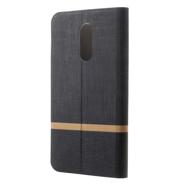 Contrast Color Steel Sheet Leather Casing for Xiaomi Redmi 5 - Black-2