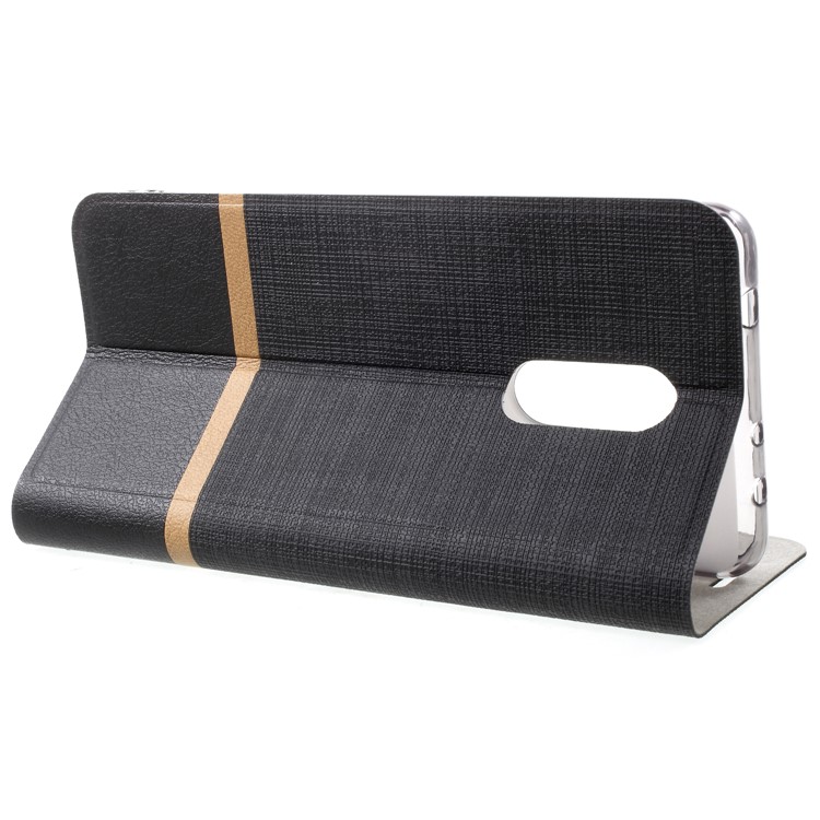 Contrast Color Steel Sheet Leather Casing for Xiaomi Redmi 5 - Black-4