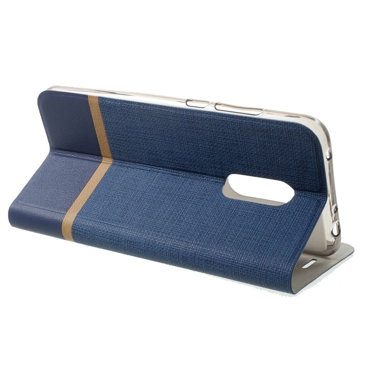 Cross Pattern Leather Card Holder Phone Case (Built-in Steel Sheet) for Xiaomi Redmi 5 Plus - Blue-4
