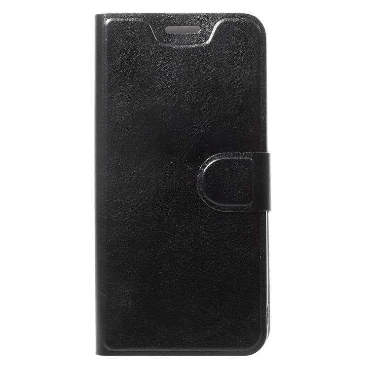 Crazy Horse Card Holder PU Leather Mobile Phone Case for Xiaomi Redmi 5 Built-in Steel Sheet - Black-3