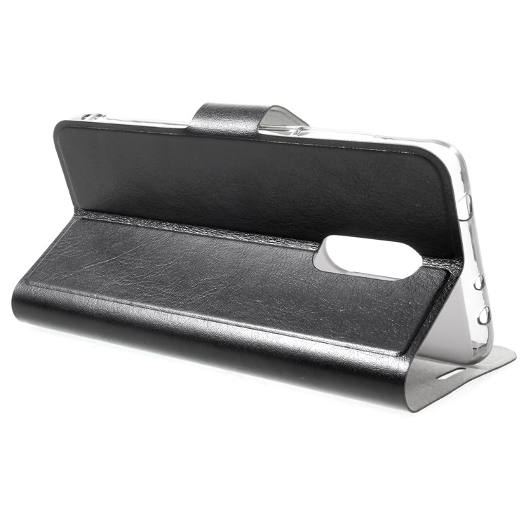 Crazy Horse Card Holder PU Leather Mobile Phone Case for Xiaomi Redmi 5 Built-in Steel Sheet - Black-4
