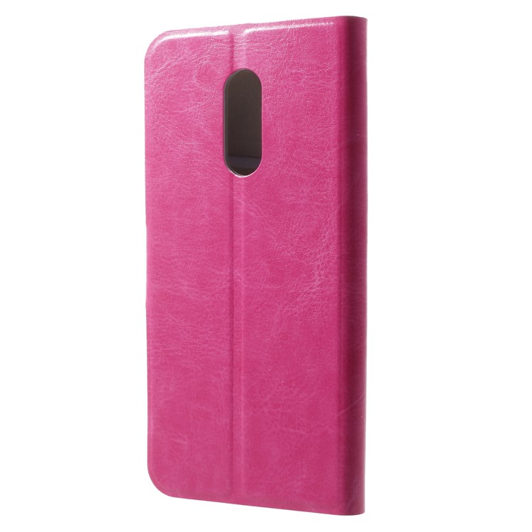 Crazy Horse Card Holder PU Leather Mobile Phone Case for Xiaomi Redmi 5 Plus Built-in Steel Sheet - Rose-2