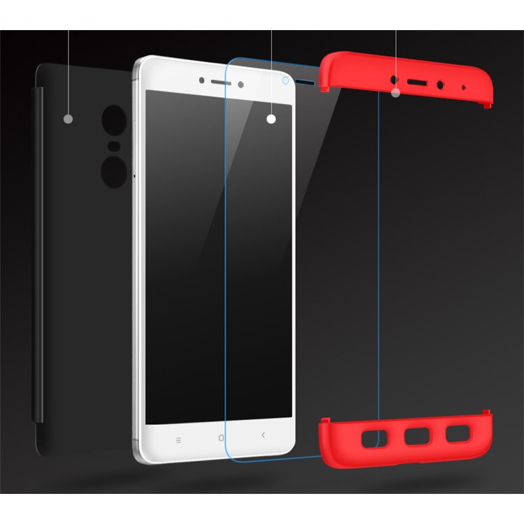 GKK Detachable All-wrapped Matte Hard PC Case for Xiaomi Redmi Note 4X - Black / Red-2