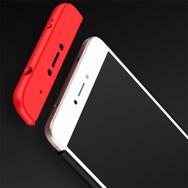 GKK Detachable All-wrapped Matte Hard PC Case for Xiaomi Redmi Note 4X - Black / Red-7