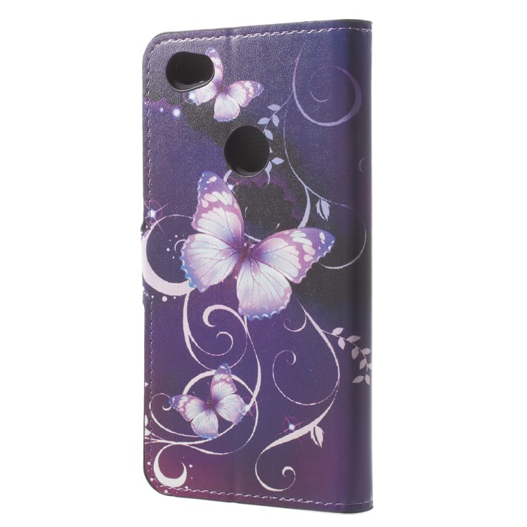 Pattern Printing Leather Wallet Case for Xiaomi Redmi Note 5A Prime / Y1 (India) - Purple Butterflies-3