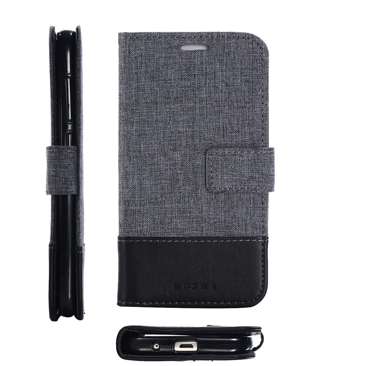 MUXMA PU Leather Splicing Canvas Wallet Stand Case for Xiaomi Redmi 5A - Black-2