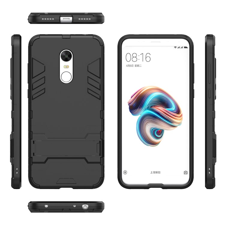 Soft TPU + Plastic Combo Detachable Phone Casing with Kickstand for Xiaomi Redmi 5 Plus - Black-8